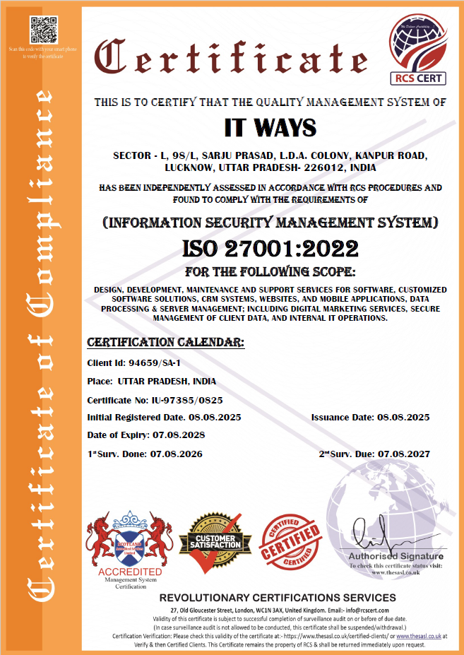 ISO 27001:2022 Information Security Management Certificate