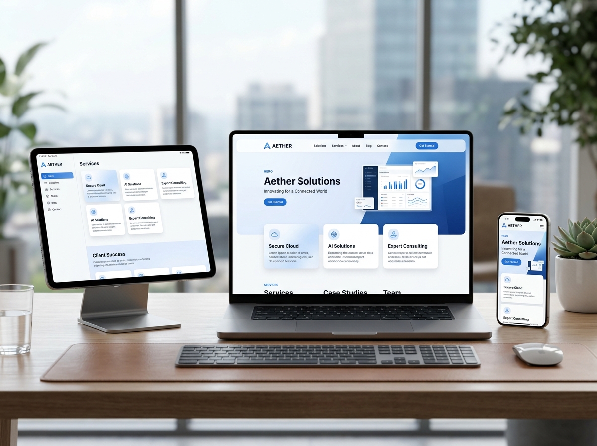 Responsive Website Design on Desktop, Tablet and Mobile Devices